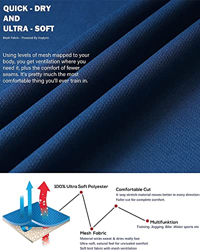 HOPLYNN 3 Pack Running Shirts Men Sport Tops Dry Fit Gym Wicking Athletic T Shirts Breathable Cool Workout Shirts Black Grey Blue S