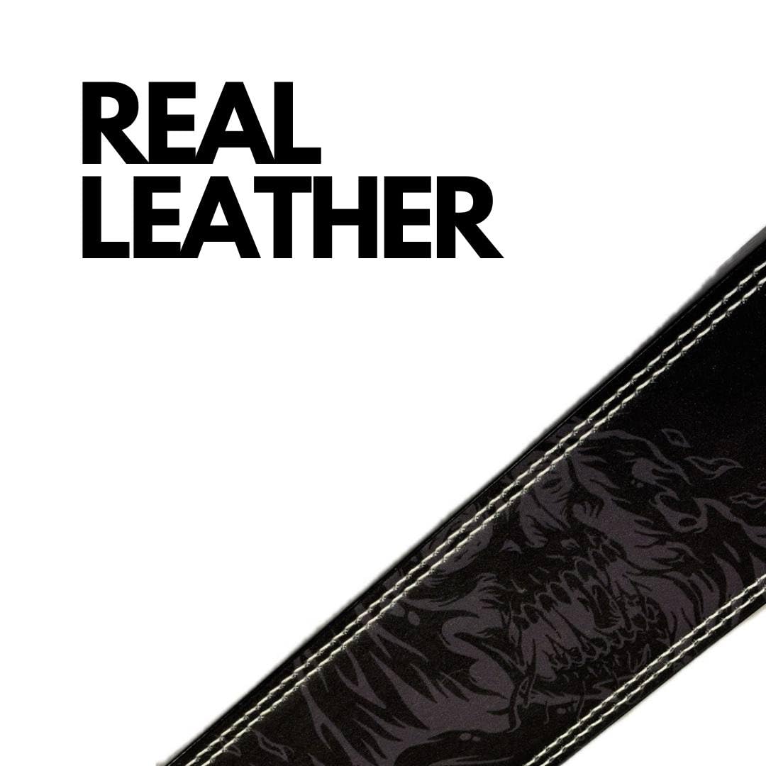Full Leather Cowhide Lifting Belt, Double Metal Lever Buckle, 10mm & 13mm, 4 inch, (Black, 13MM SMALL)