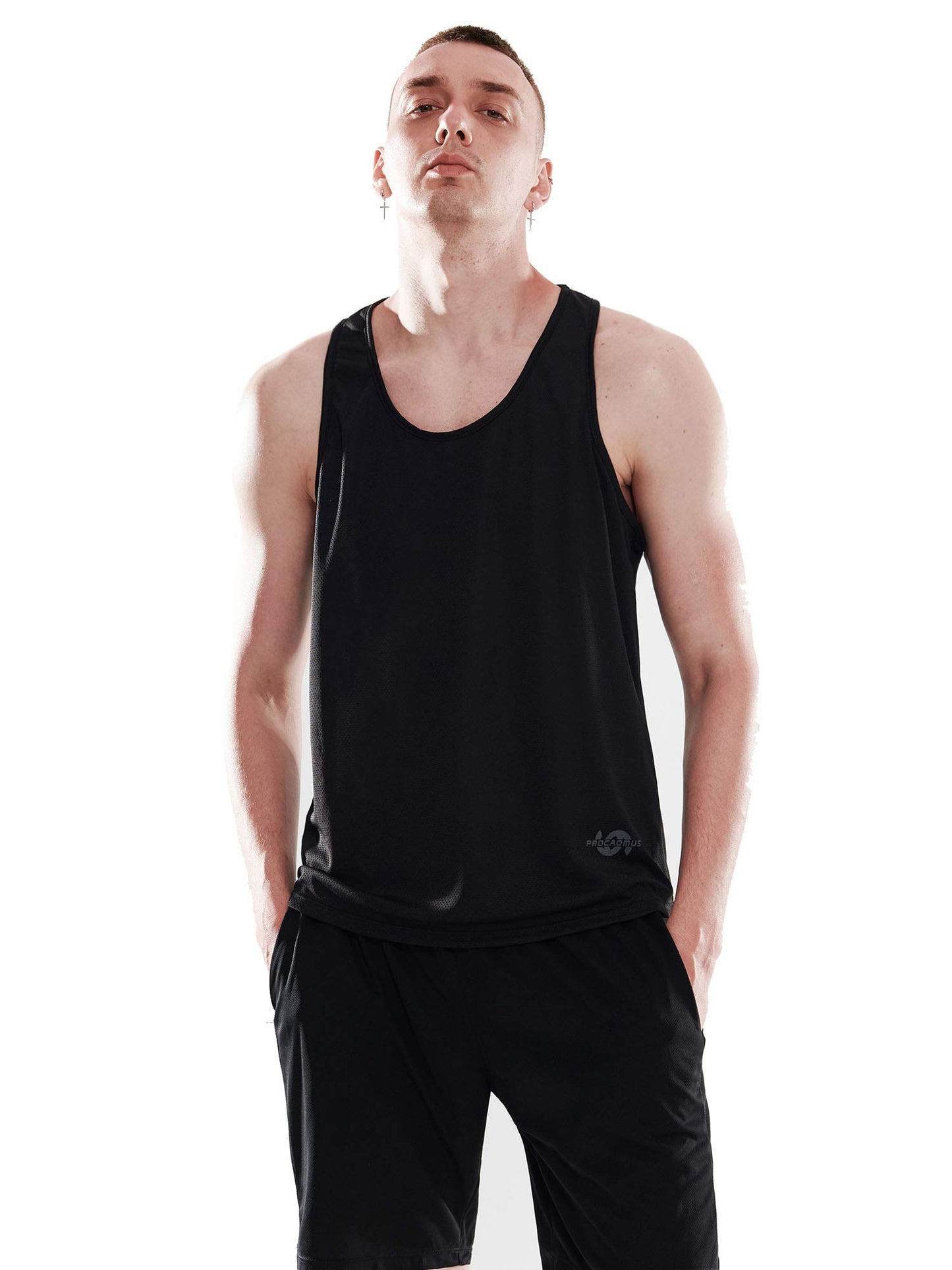 Cadmus Men's 3 Pack Running Muscle Tank Top Dry-Fit Gym Sleeveless Y-Back Shirts Training Fitness Vest,Black,Black,Black,2XL