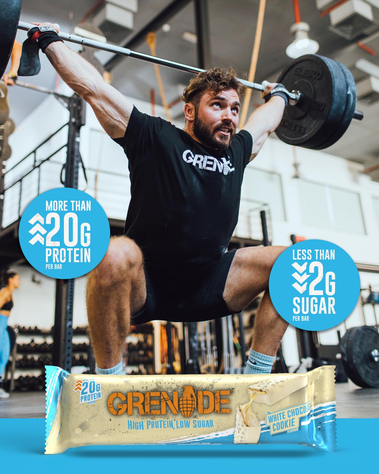 Grenade High Protein, Low Sugar Bar - White Chocolate Cookie, 12 x 60 g (Packaging May Vary)