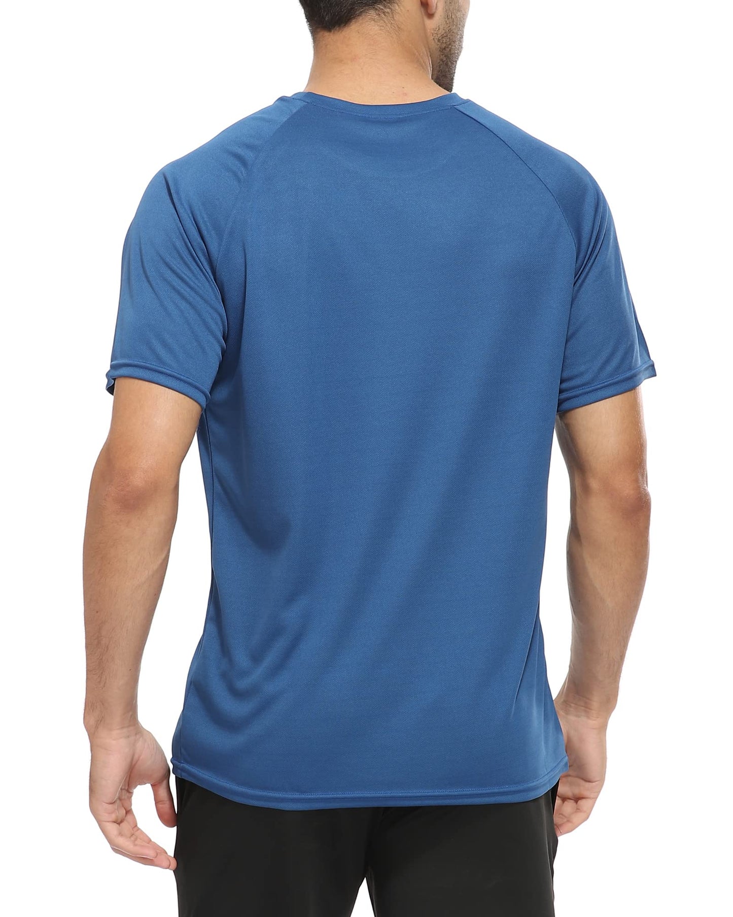 HOPLYNN 3 Pack Running Shirts Men Sport Tops Dry Fit Gym Wicking Athletic T Shirts Breathable Cool Workout Shirts Black Grey Blue S