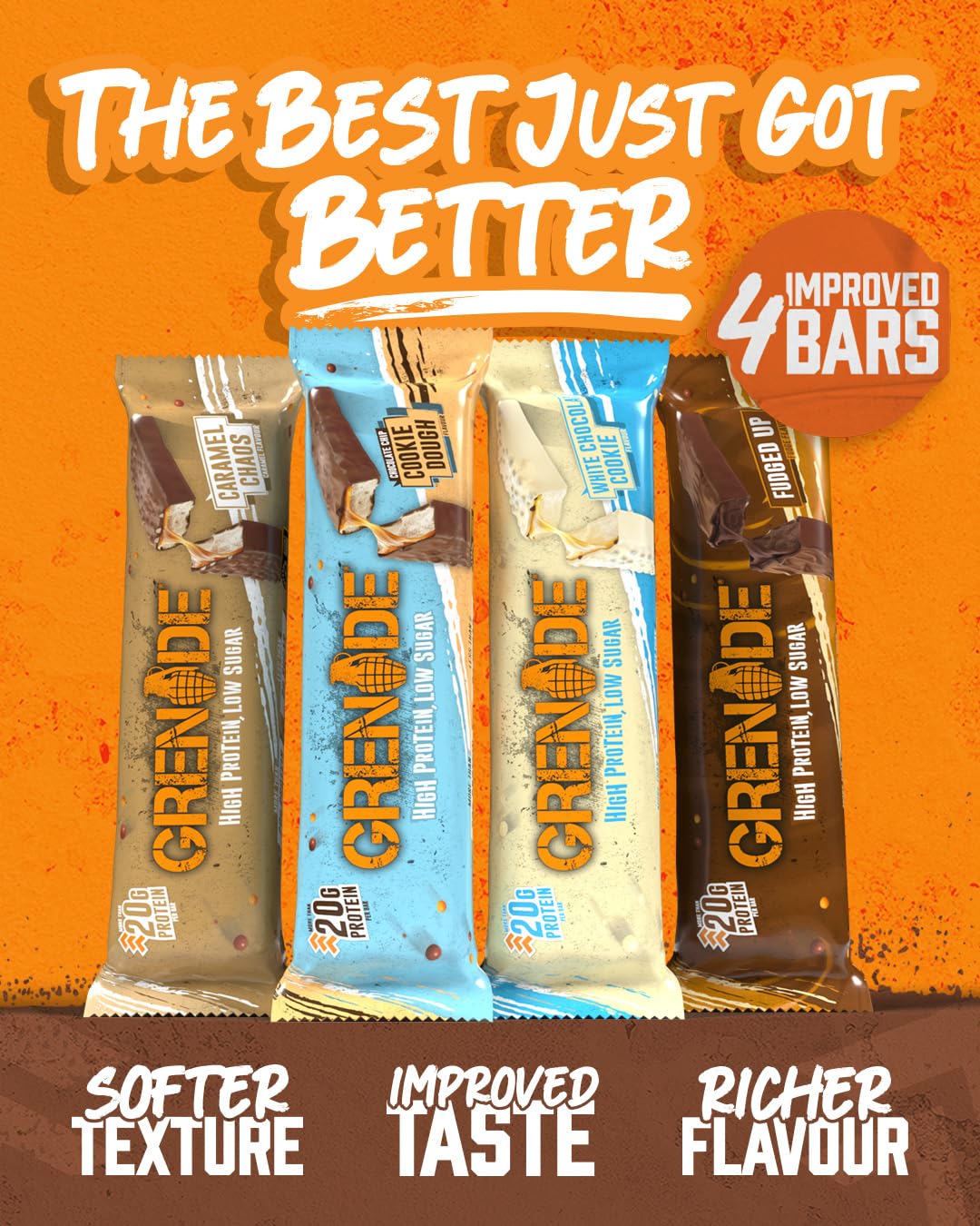 Grenade High Protein, Low Sugar Bar - White Chocolate Cookie, 12 x 60 g (Packaging May Vary)