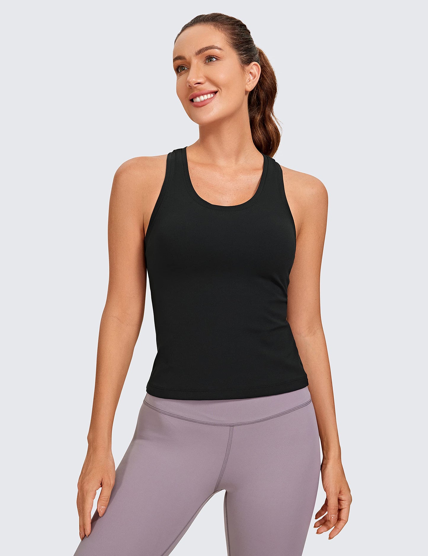 CRZ YOGA Butterluxe Racerback Gym Vest Top for Women Sleeveless Sport Tank Tops Summer Yoga Fitness Shirts Comfort Camisole Black 10