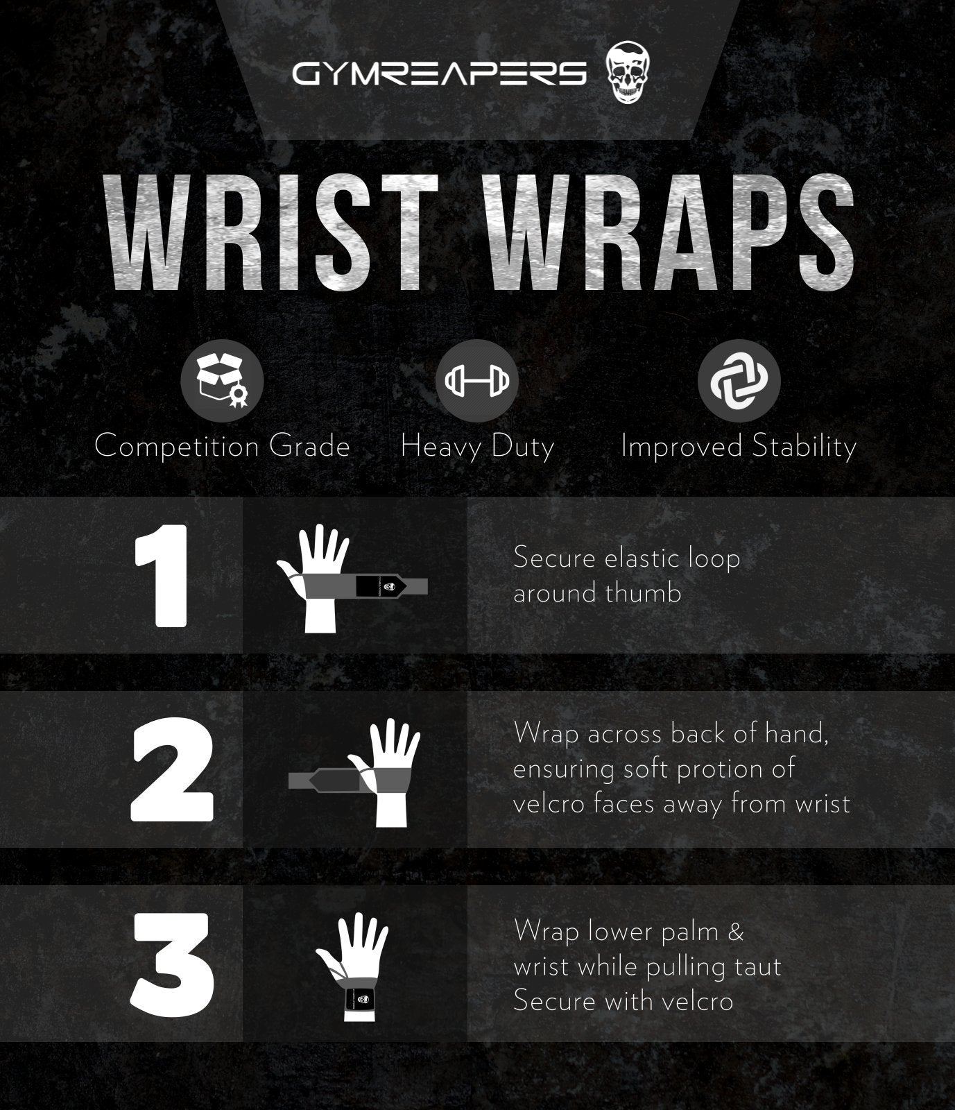 Gymreapers Weightlifting Wrist Wraps (Competition Grade) 18" Professional Quality Wrist Support with Heavy Duty Thumb Loop - Best Wrap for Powerlifting, Strength Training, Bodybuilding