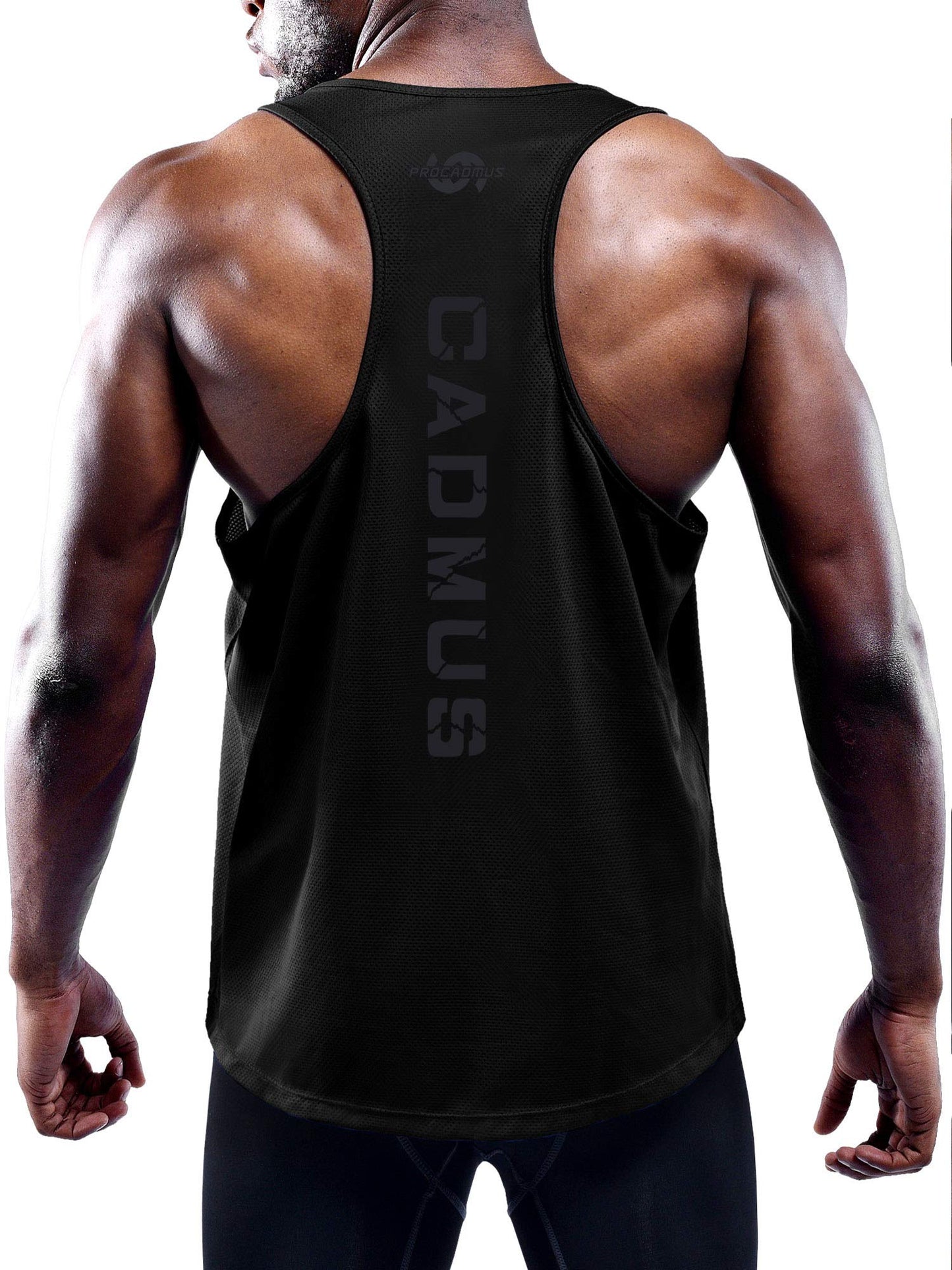 Cadmus Men's 3 Pack Running Muscle Tank Top Dry-Fit Gym Sleeveless Y-Back Shirts Training Fitness Vest,Black,Black,Black,2XL