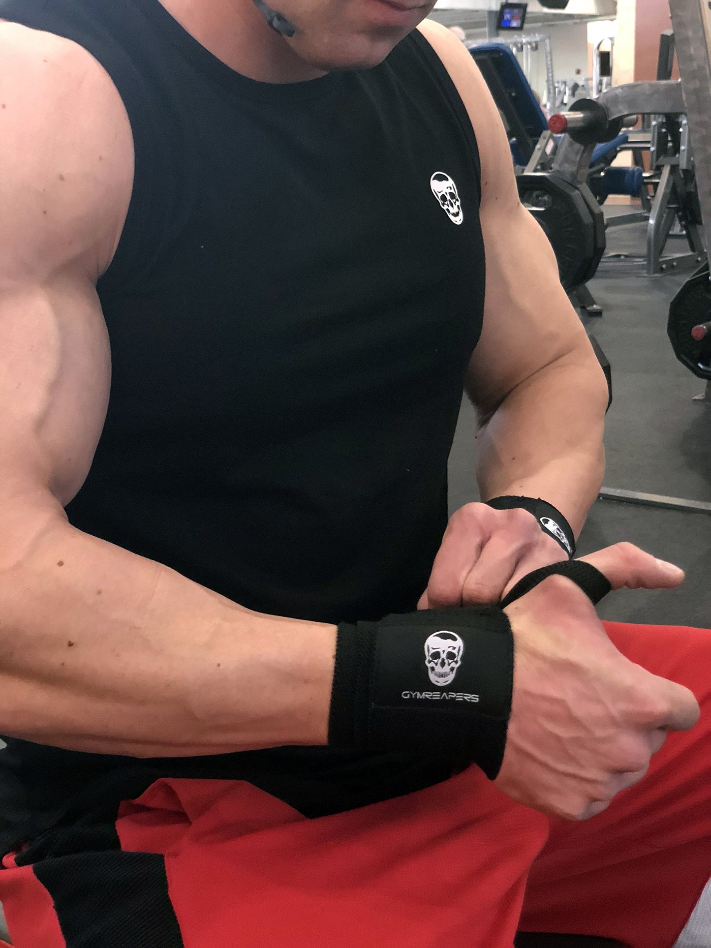 Gymreapers Weightlifting Wrist Wraps (Competition Grade) 18" Professional Quality Wrist Support with Heavy Duty Thumb Loop - Best Wrap for Powerlifting, Strength Training, Bodybuilding