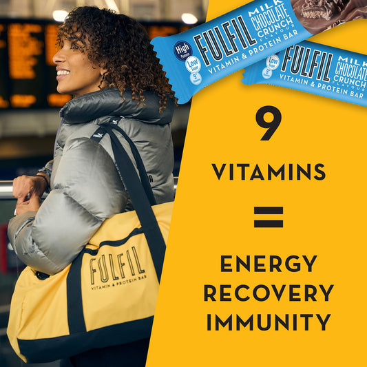 FULFIL Vitamin and Protein Bars (15 x 55 g Bars), Milk Chocolate Crunch Flavour, 20 g High Protein, 9 Vitamins, Low Sugar