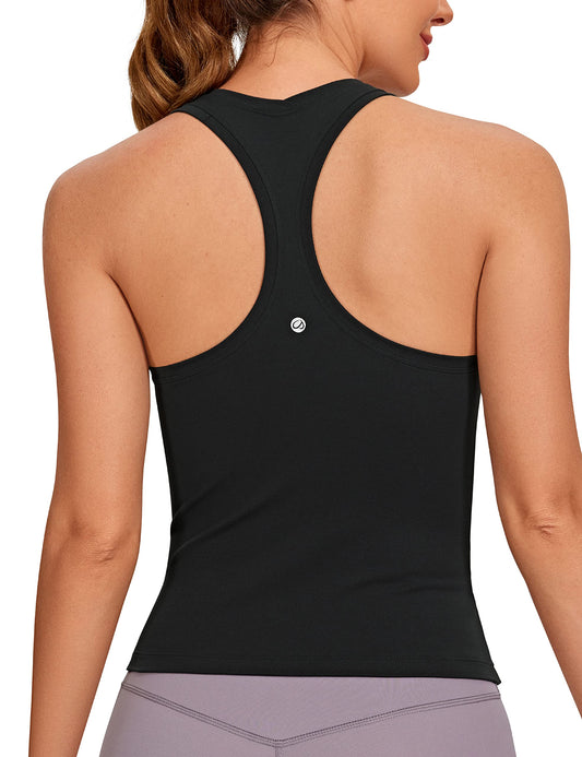 CRZ YOGA Butterluxe Racerback Gym Vest Top for Women Sleeveless Sport Tank Tops Summer Yoga Fitness Shirts Comfort Camisole Black 10