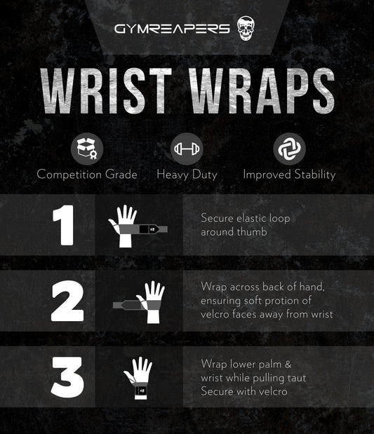 Gymreapers Weightlifting Wrist Wraps (Competition Grade) 18" Professional Quality Wrist Support with Heavy Duty Thumb Loop - Best Wrap for Powerlifting, Strength Training, Bodybuilding