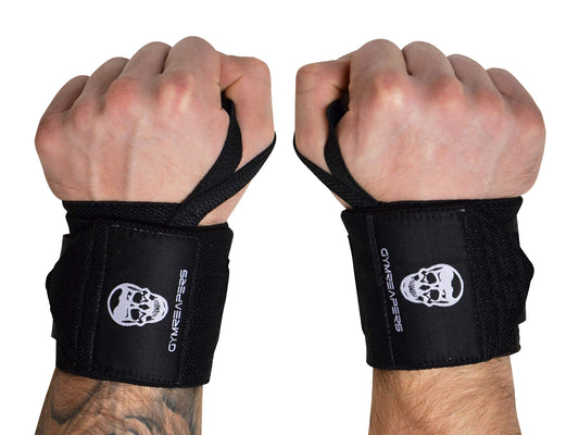 Gymreapers Weightlifting Wrist Wraps (Competition Grade) 18" Professional Quality Wrist Support with Heavy Duty Thumb Loop - Best Wrap for Powerlifting, Strength Training, Bodybuilding
